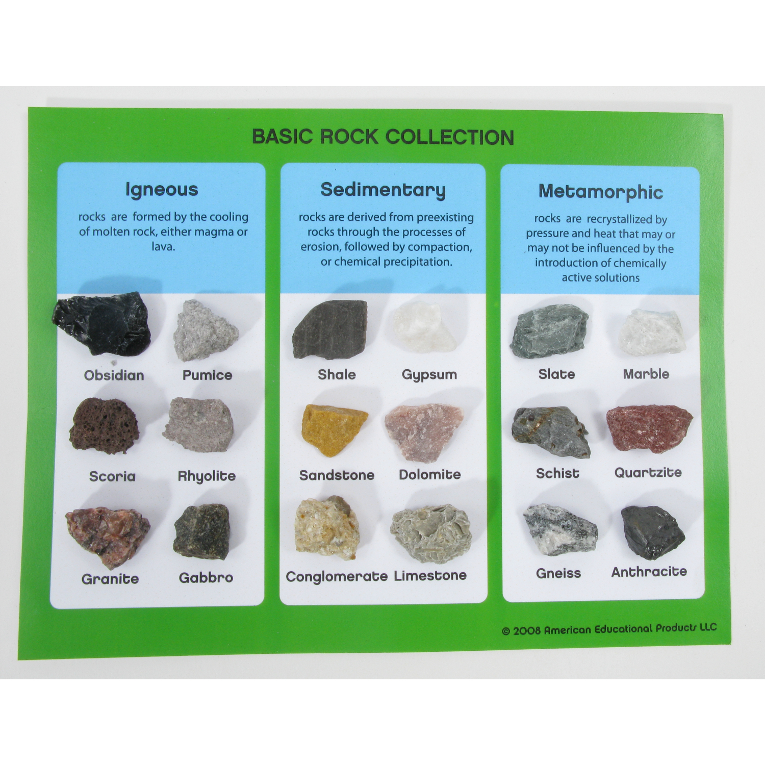 Scott Resources & Hubbard Scientific Basic Rock Collection: Mounted, 18 ...